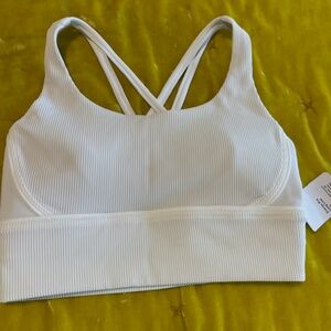 Lululemon Energy Bra Long Line Rib sz 6 white NWT